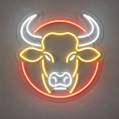 Round Frame Bull Head Vintage LED Neon Sign - Shineneon