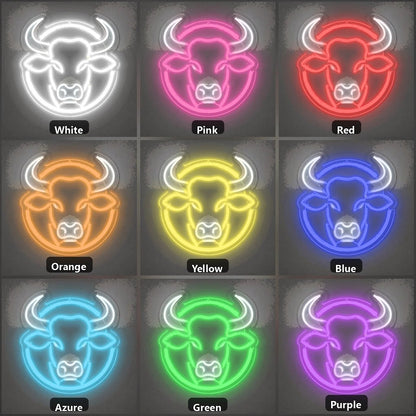 Round Frame Bull Head Vintage LED Neon Sign - Shineneon