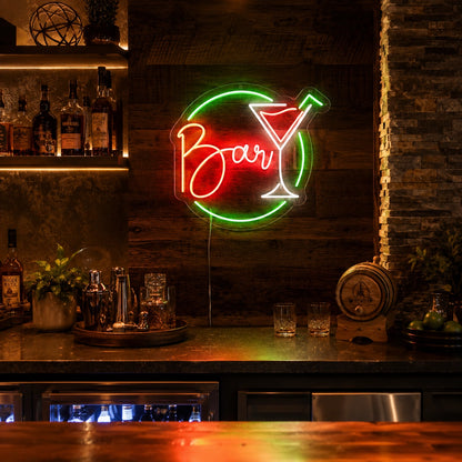 Round Martini Bar Neon Sign LED Neon Sign real lifestyle scene