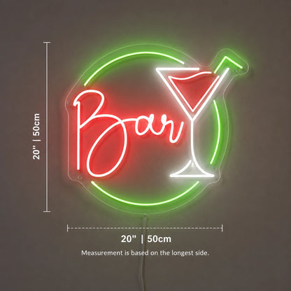 Round Martini Bar Neon Sign LED Neon Sign size image