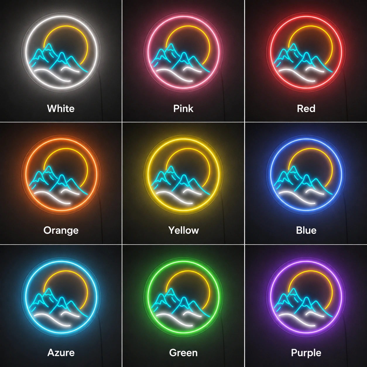 Round Mountain Sunset Neon Sign LED Neon Sign color grid