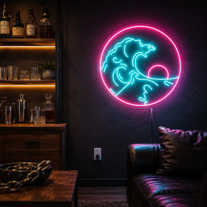 Round Sea Sunset Neon Sign LED Neon Sign real lifestyle scene