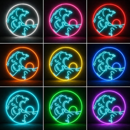 Round Sea Sunset Neon Sign LED Neon Sign color grid
