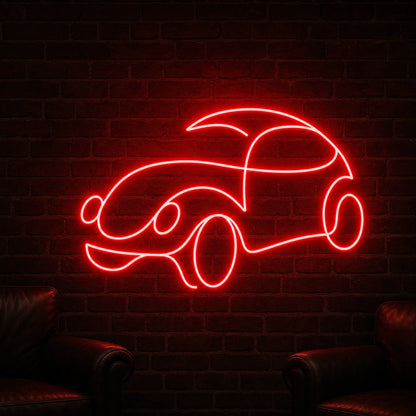 Rounded Vintage Car LED Neon Sign Garage Man Cave Neon Sign real lifestyle scene