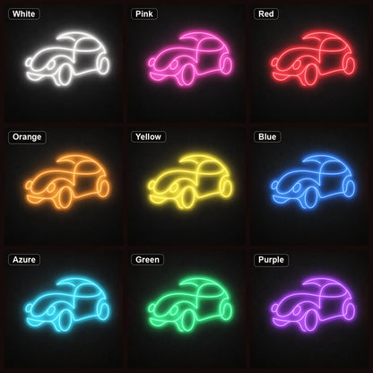 Rounded Vintage Car LED Neon Sign Garage Man Cave Neon Sign color grid