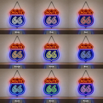 Route 66 Highway Shield LED Neon Sign - Shineneon