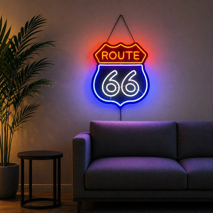 Route 66 Highway Shield LED Neon Sign - Shineneon