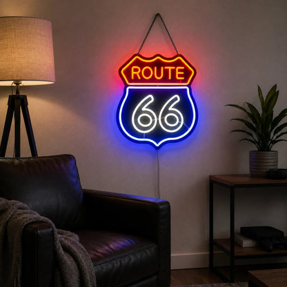 Route 66 Highway Shield LED Neon Sign - Shineneon