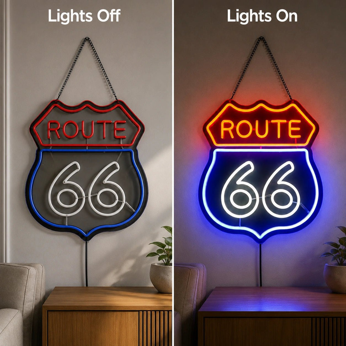 Route 66 Highway Shield LED Neon Sign - Shineneon