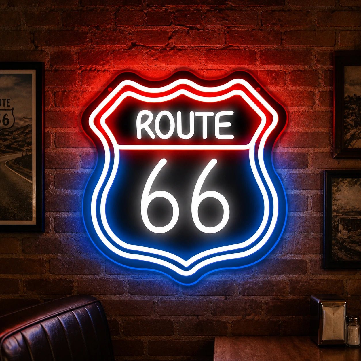 Route 66 Highway Shield Vintage LED Neon Sign - Shineneon