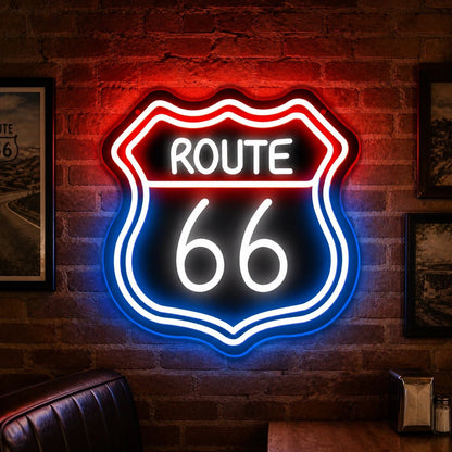 Route 66 Highway Shield Vintage LED Neon Sign - Shineneon