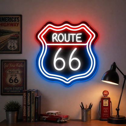 Route 66 Highway Shield Vintage LED Neon Sign - Shineneon