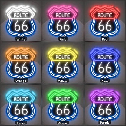 Route 66 Highway Shield Vintage LED Neon Sign - Shineneon