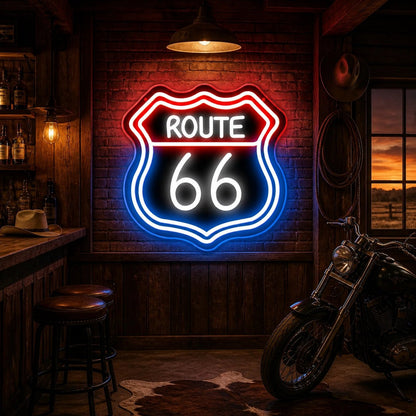 Route 66 Highway Shield Vintage LED Neon Sign - Shineneon