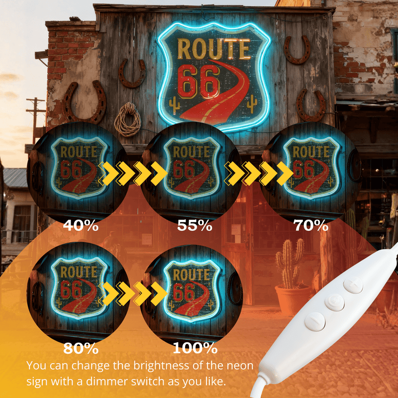 Route 66 Led Neon Sign USB American Retro Road Trip Lover Home Bar Wall ...