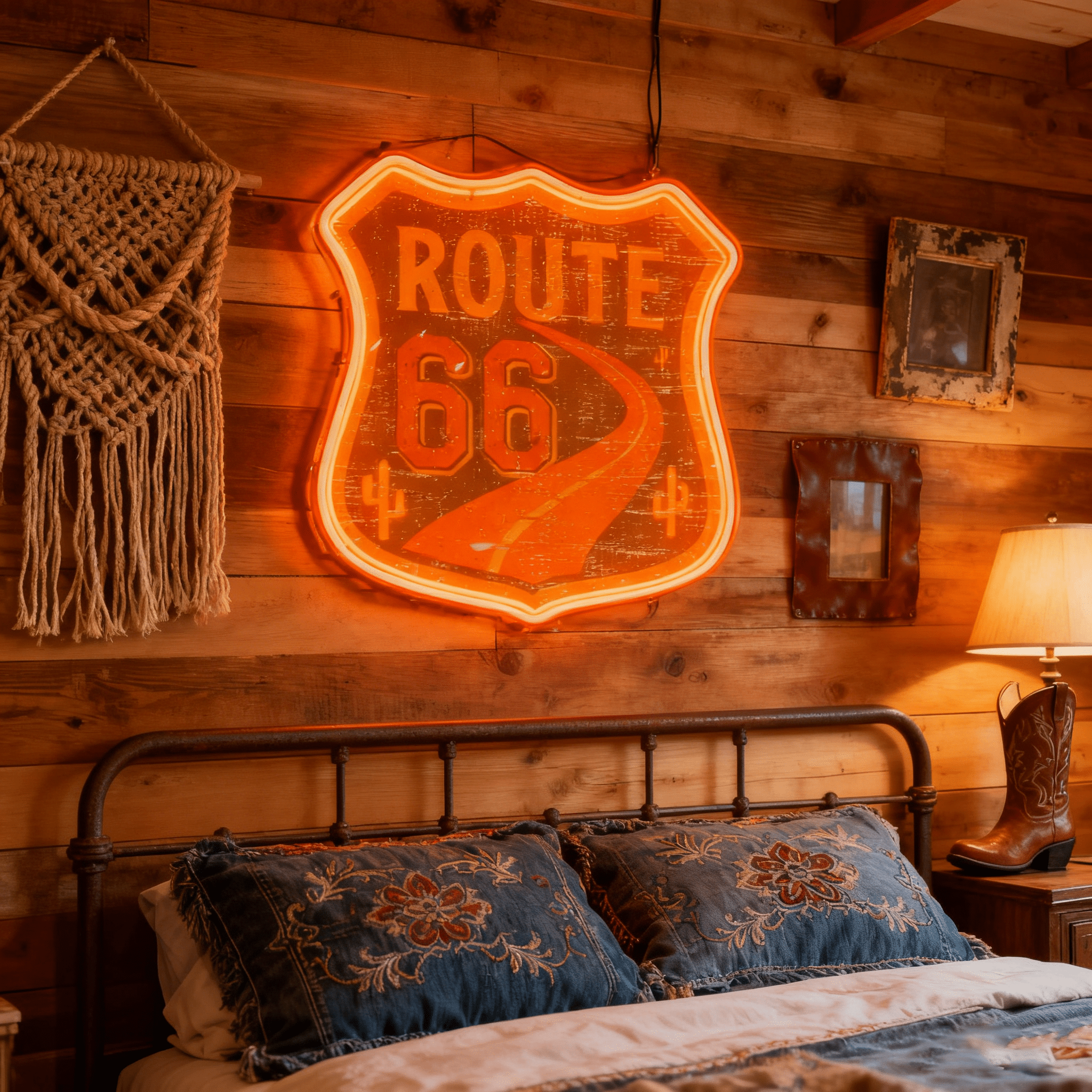 Route 66 USB LED neon sign for a home bar