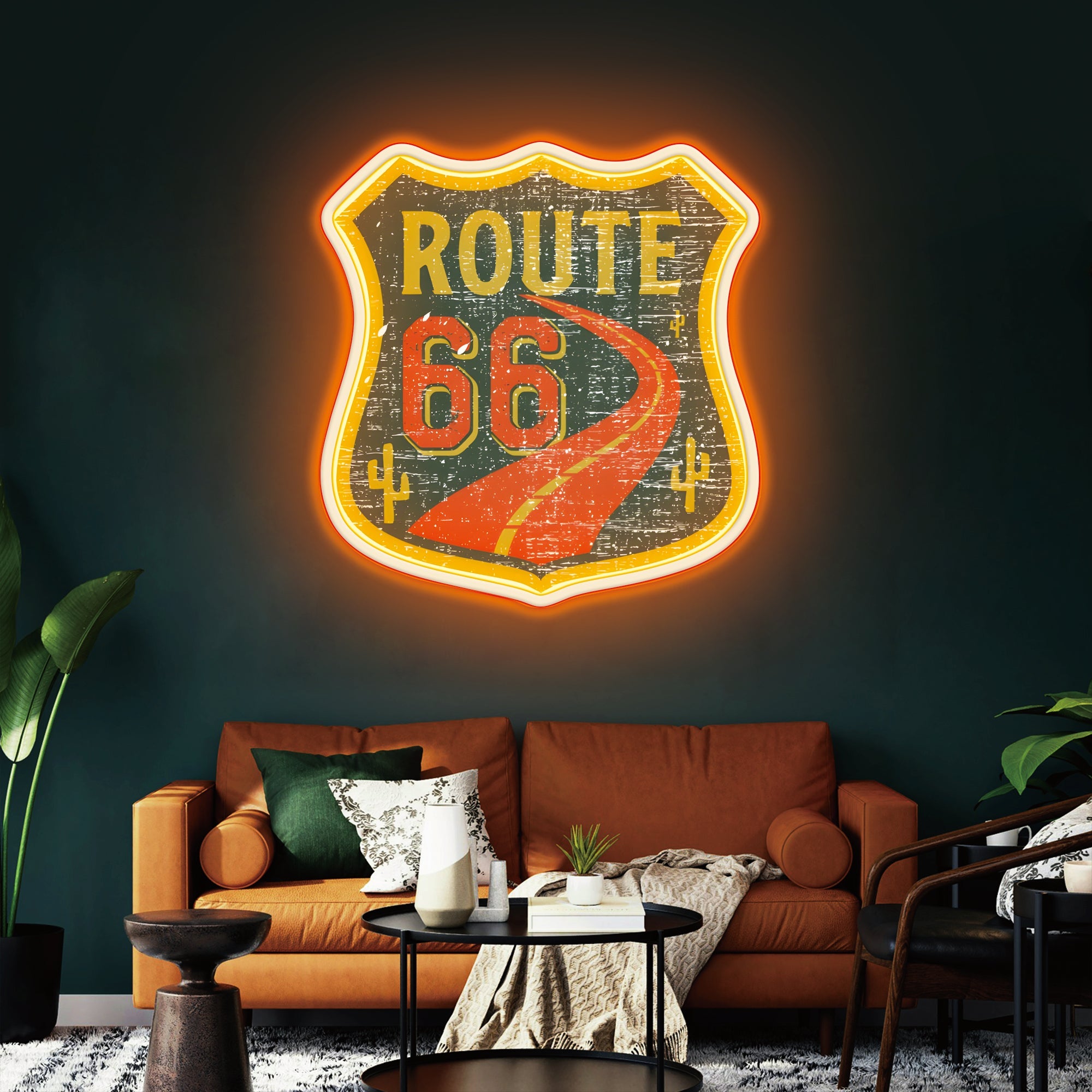 Route 66 Led Neon Sign USB American Retro Road Trip Lover Home Bar