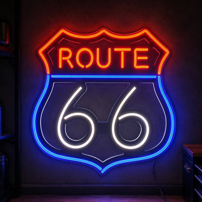 Route 66 Shield LED Neon Sign - Shineneon