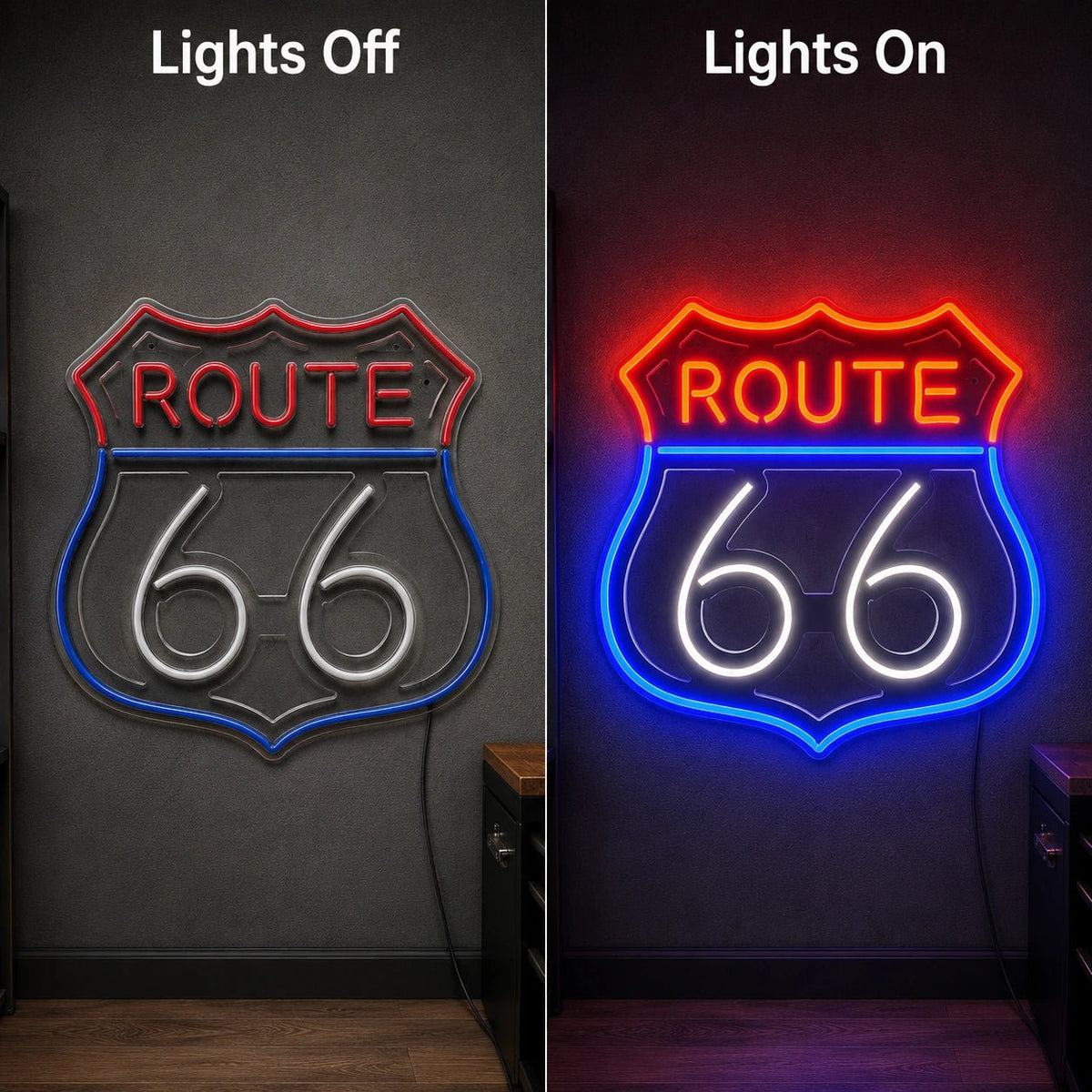 Route 66 Shield LED Neon Sign - Shineneon