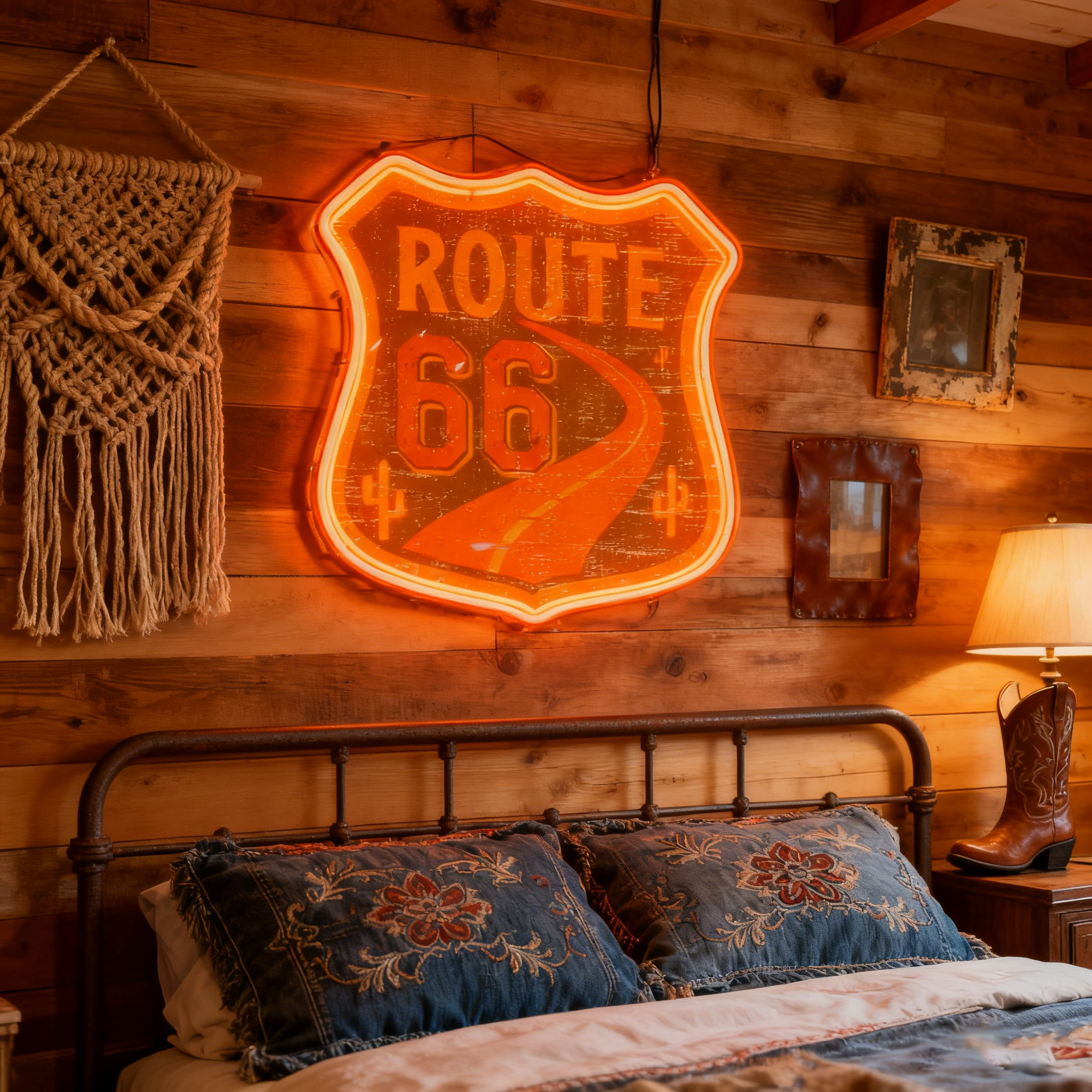 Route 66 Led Neon Sign USB American Retro Road Trip Lover Home Bar Wall Art