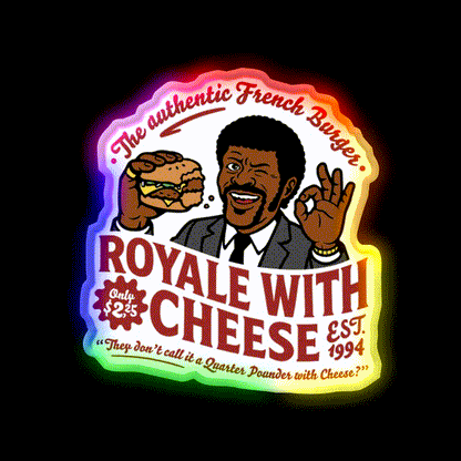 Royale Cheese Fast Food Led Neon Sign For Burger Place Rgb Color - LED neon sign close-up detail
