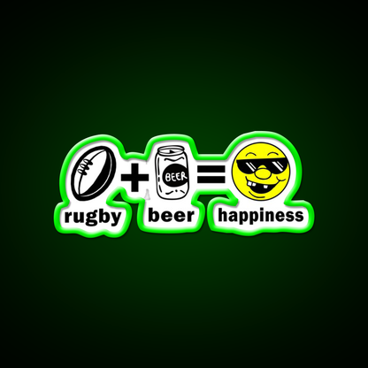 Rugby Plus Beer Equal Happiness Beer Bar Decor Led Neon Sign Rgb Color