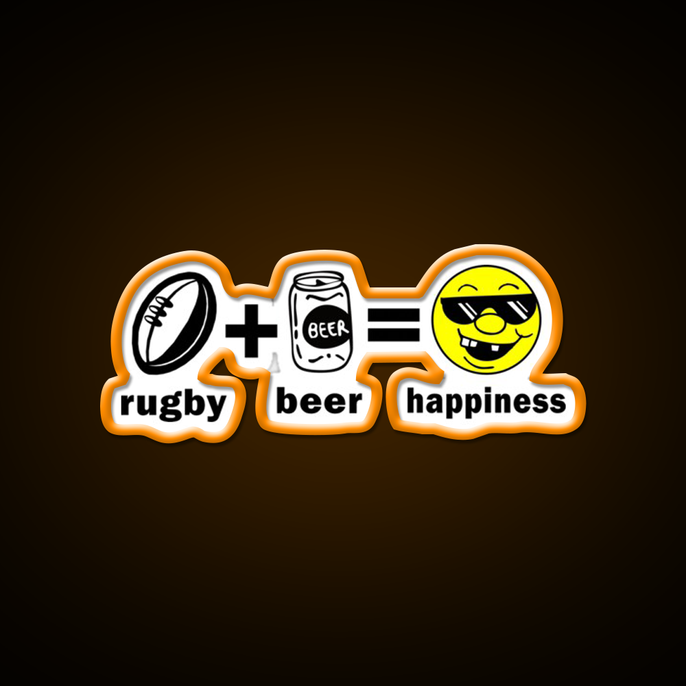 Rugby Plus Beer Equal Happiness Beer Bar Decor Led Neon Sign Rgb Color - LED neon sign view 6