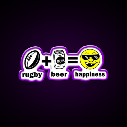 Rugby Plus Beer Equal Happiness Beer Bar Decor Led Neon Sign Rgb Color - LED neon sign view 9