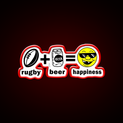Rugby Plus Beer Equal Happiness Beer Bar Decor Led Neon Sign Rgb Color - LED neon sign view 10