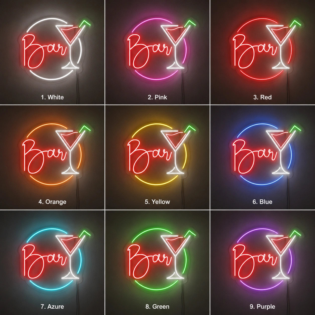 Rum Bar Shelf Neon Sign LED Neon Sign color grid