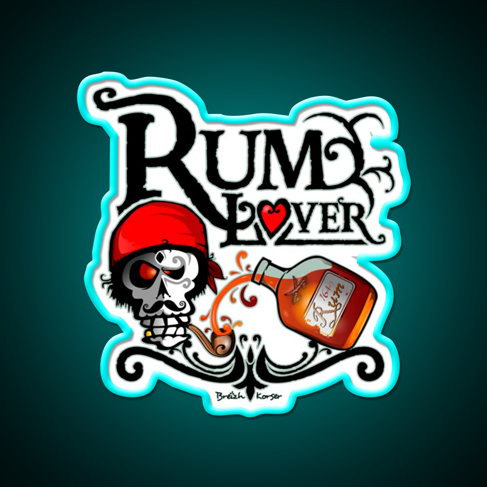 Rum Lover Cocktail Bar Decor Led Neon Sign Rgb Color - Size and dimension reference