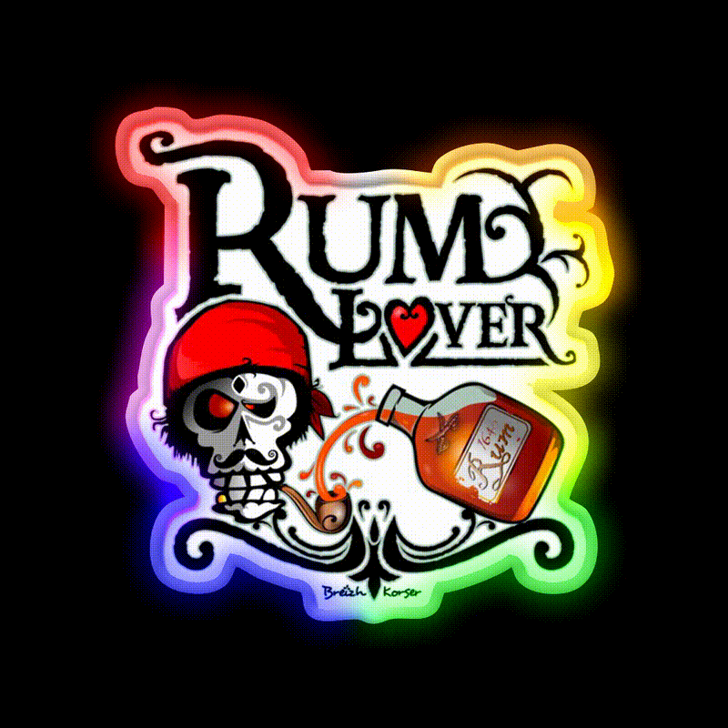 Rum Lover Cocktail Bar Decor Led Neon Sign Rgb Color - LED neon sign close-up detail