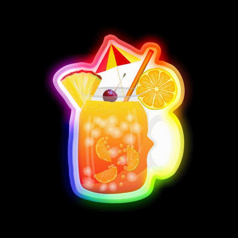 Rum Punch Cocktail Bar Decor Led Neon Sign Rgb Color - LED neon sign close-up detail