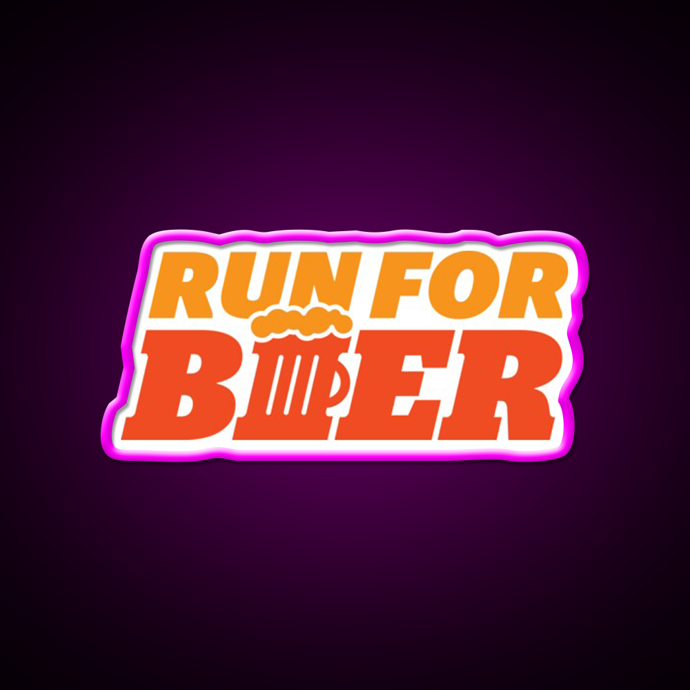 Run For Beer Bar Decor Led Neon Sign Rgb Color - Neon sign mounted on wall in room