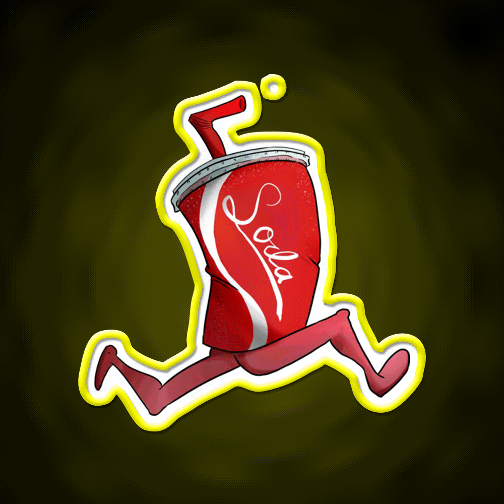 Runnin Soda Fast Food Led Neon Sign For Burger Place Rgb Color - Custom LED neon sign front view