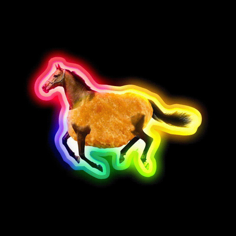 Running Chicken Nugget Horse Fast Food Led Neon Sign For Burger Place Rgb Color - LED neon sign close-up detail