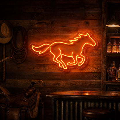Running Mustang Western Bar Vintage LED Neon Sign - Shineneon