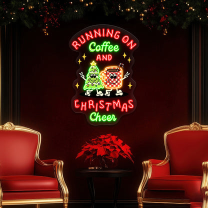 Running on Coffee and Christmas Cheer Acrylic Led Neon Sign | Shineneon