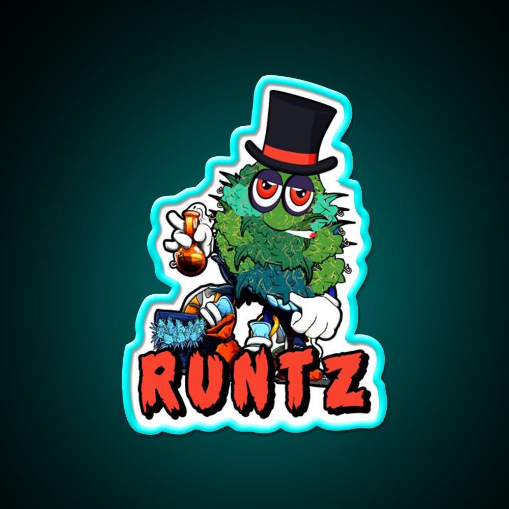 Runtz Strain Hemp Inspired Green Leaf Led Neon Sign Rgb Color - Size and dimension reference
