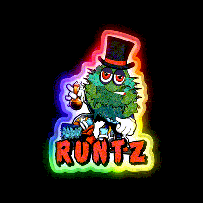 Runtz Strain Hemp Inspired Green Leaf Led Neon Sign Rgb Color - LED neon sign close-up detail
