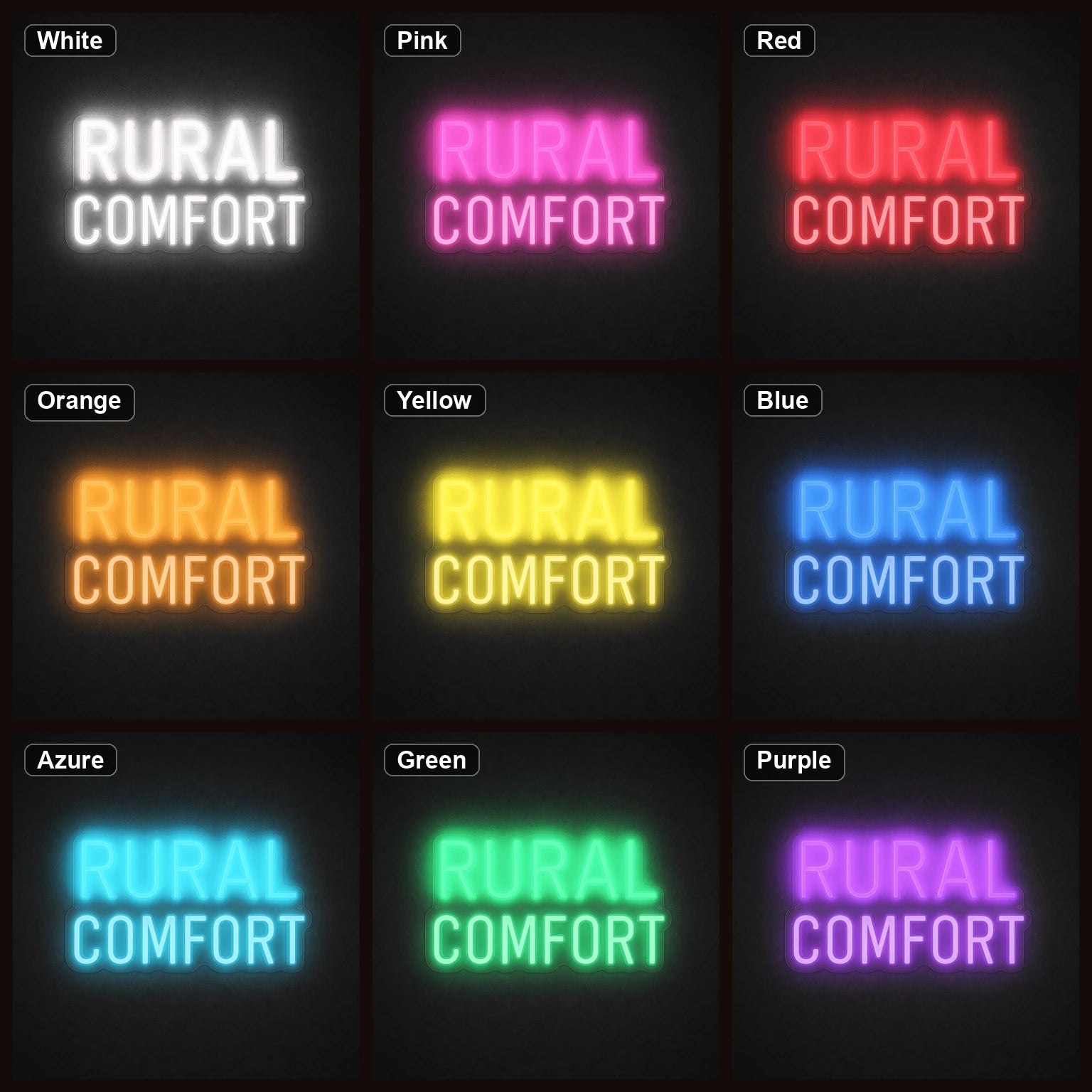 Rural Comfort LED Neon Sign Garage Man Cave Neon Sign color grid