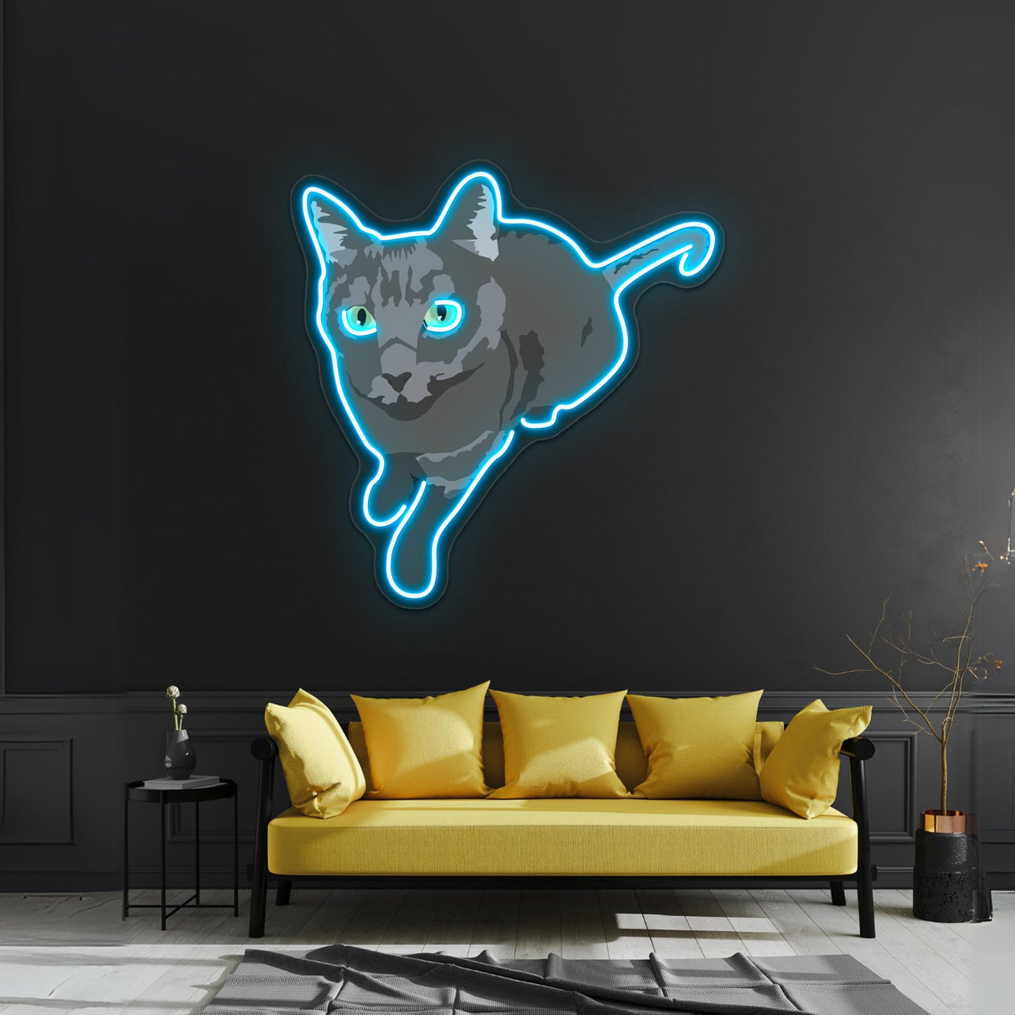 Russian Blue Cat Artwork Led Neon Signs