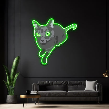 Russian Blue Cat Artwork Led Neon Signs