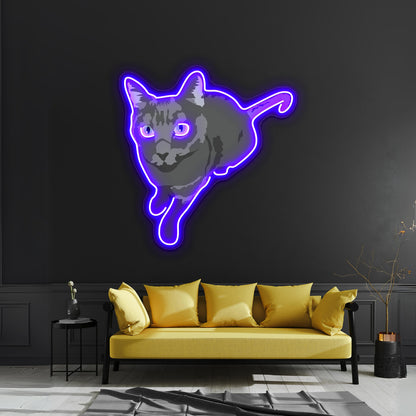 Russian Blue Cat Artwork Led Neon Signs