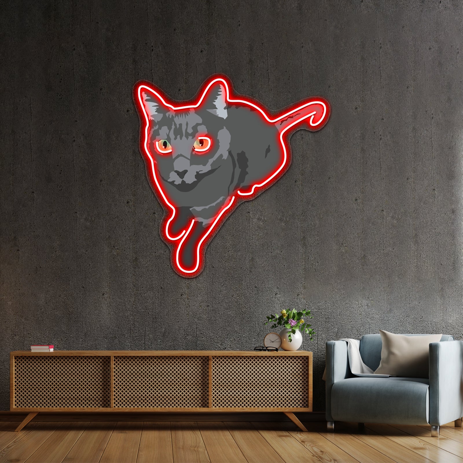 Russian Blue Cat Artwork Led Neon Signs | Shineneon
