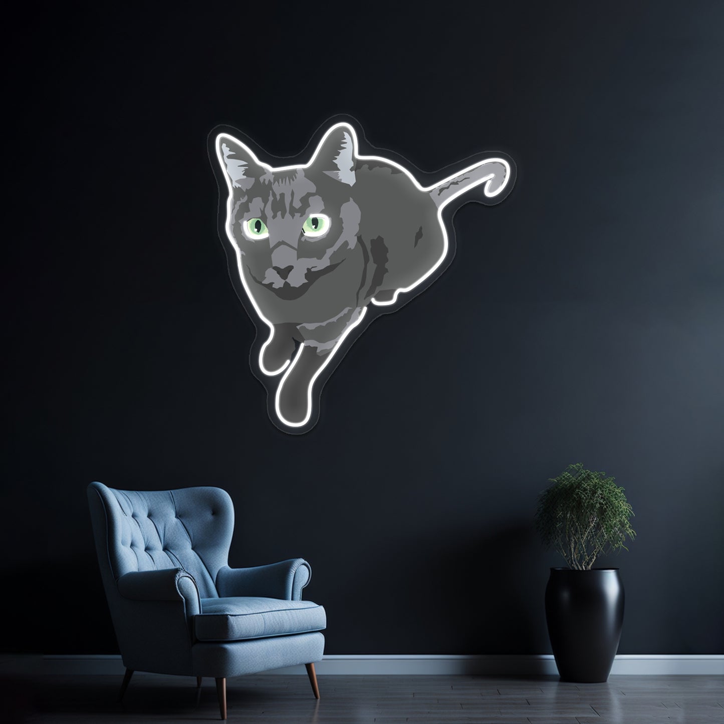 Russian Blue Cat Artwork Led Neon Signs