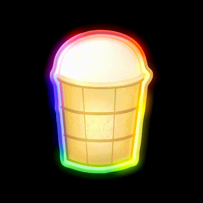Russian Food Ice Cream In A Cup Snack Food Led Neon Sign Rgb Color - LED neon sign close-up detail