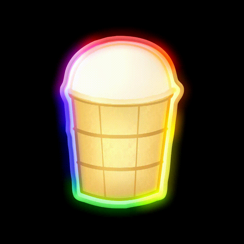 Russian Food Ice Cream In A Cup Snack Food Led Neon Sign Rgb Color - LED neon sign close-up detail