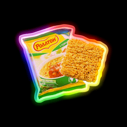 Russian Instant Noodles Food Fast Food Led Neon Sign For Burger Place Rgb Color - LED neon sign close-up detail