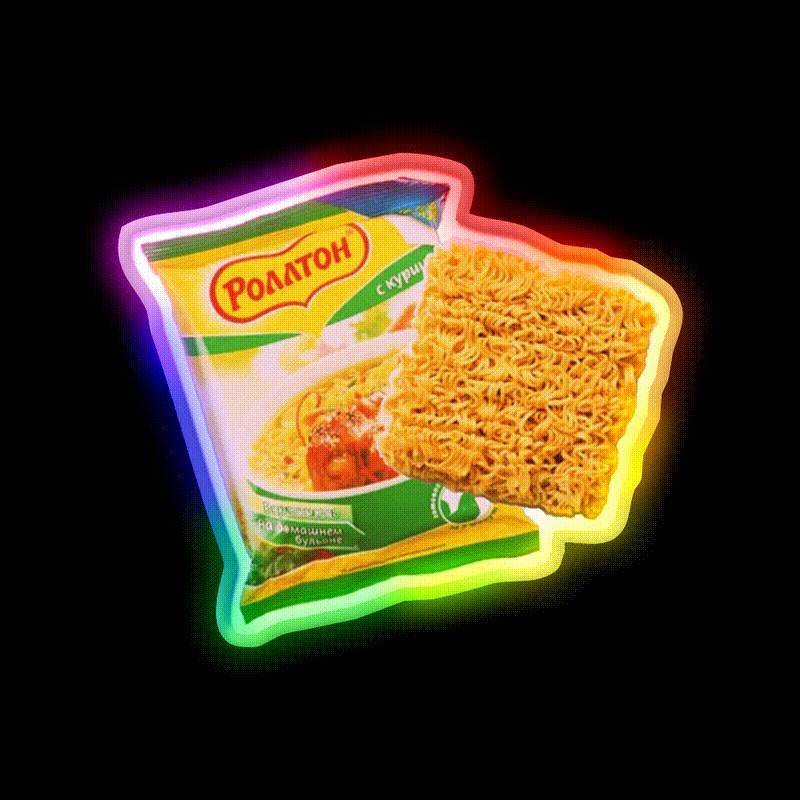 Russian Instant Noodles Food Fast Food Led Neon Sign For Burger Place Rgb Color - LED neon sign close-up detail